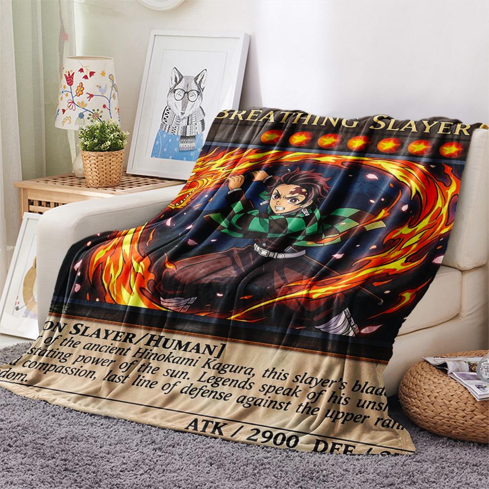 1PC Demon Slayer Kimetsu No Yaiba Patterned Flannel Blanket Suitable For All Seasons For Home Decor Warmth And Comfort Gifts Holiday Present