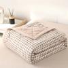 1pc Washed Cotton Summer Quilt Ultrasonic Embossing Lightweight Cool Blanket for Dormitory Office Home