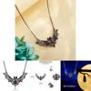 Gothic Bat Pendant Necklace With Faux Ruby Cutouts And Alloy Material For Halloween Costume Accessories