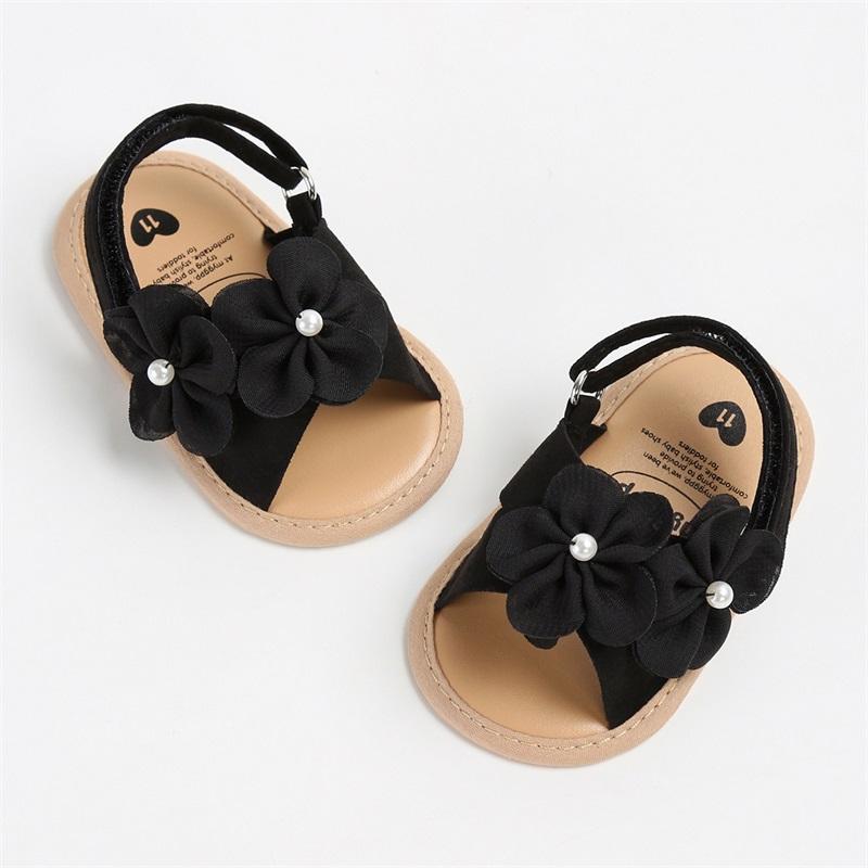 0-18M Kleinkind Baby Mädchen Sommersandalen Niedliche 3D-Blumenverzierungen Rutschfeste Flachsohlen Schuhe Säuglinge Neugeborene Erste Laufschuhe