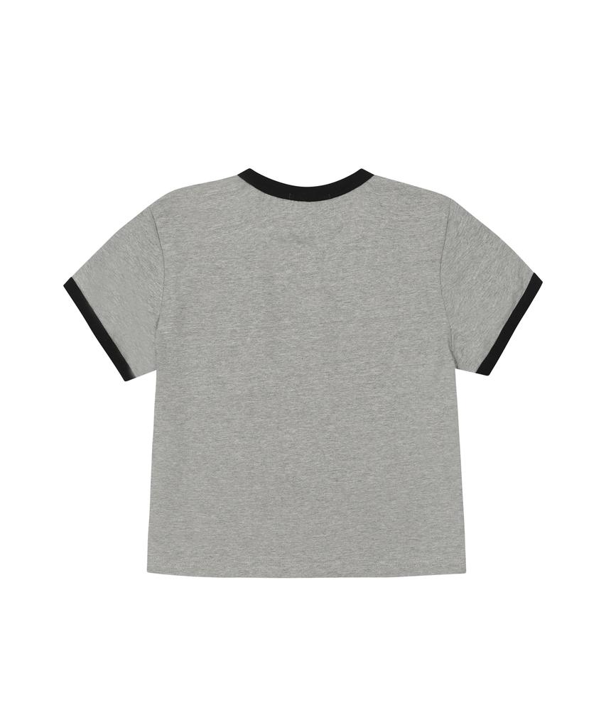 Lujeoseukeulleob Star Applique Crop Ringer T-Shirt Women'S Fit Gray