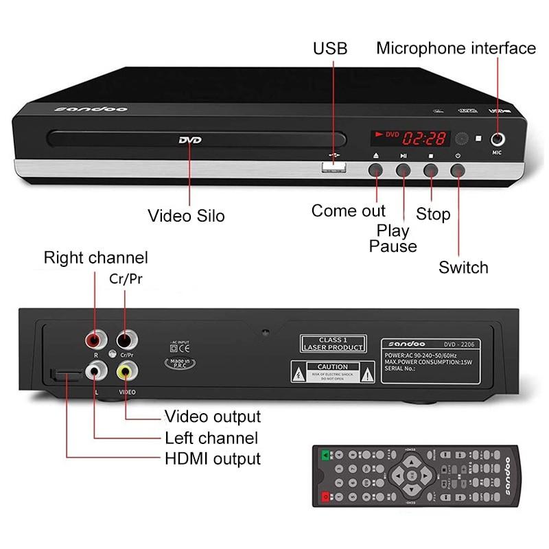 1080P DVD VCD Player Small Integrated Household High-definition DVD player Portable CD Disc Video Player