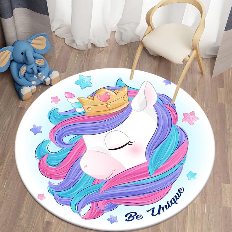 Unicorn Kids Rugs for Living Room Rugs Kids Animal Rugs Kids Games Round Rugs In Kids Room Home Decor Floor Mats