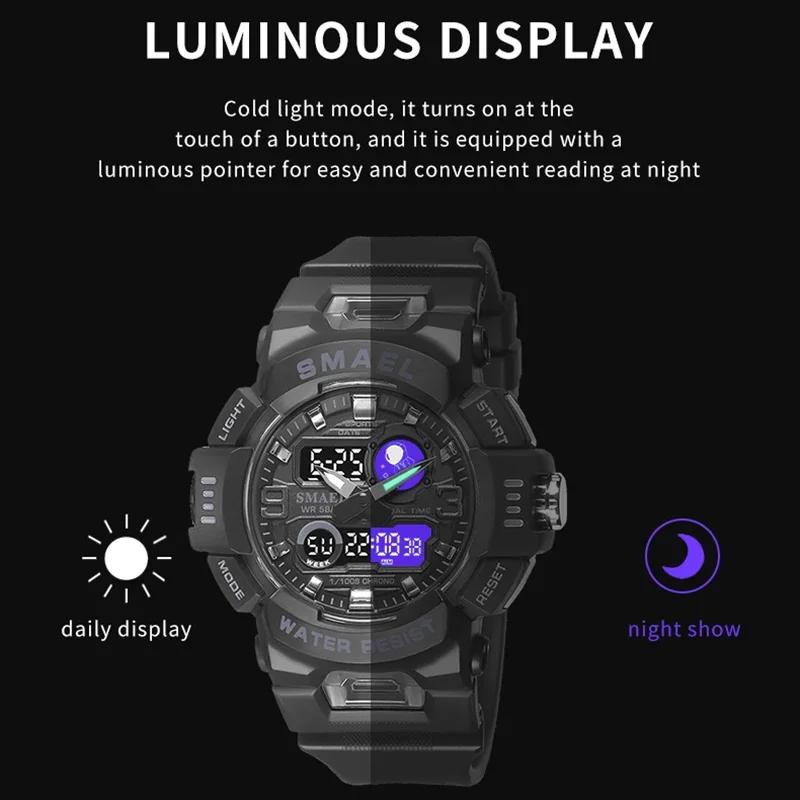 SMAEL Digital Watch LED 50m Waterproof Military Wristwatch Male Clocks Mens Watches Stopwatches Alarm Clock Sport Watches 8063