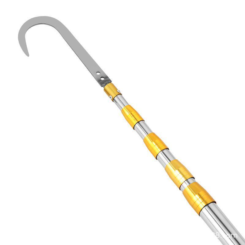 Outdoor Fishing and Fruit Picking Telescopic Pole with Net, Hook, and Sickle, Adjustable from 1.5 To 7 Meters.
