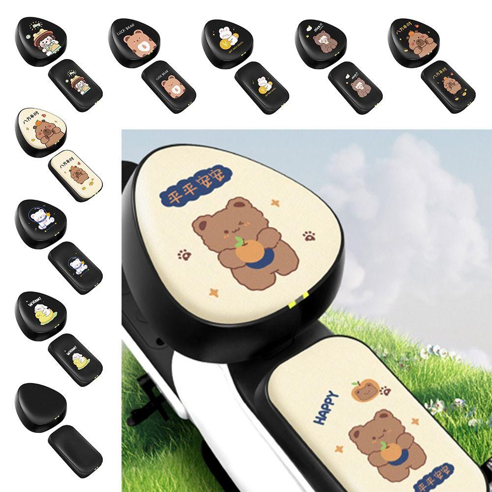 PU Electric Bicycle Seat Cover Cartoon Waterproof Motorcycle Cushion Cover Breathable Sun Protection Scooter Seat Protector