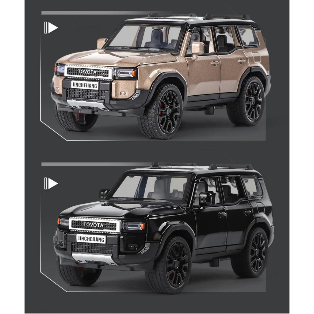 1/32 Toyota 2024 PRADO Land Cruiser Alloy Car Model Diecast Metal Off-road Vehicles Car Model Sound and Light Childrens Toy Gift