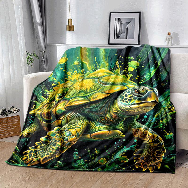 1 Stück Schildkrötenmuster Leichte Flanelldecke, Bequeme und Warme Decke, für Camping Sofa Bett und Couch Büro, Geeignet für Geschenk Blank