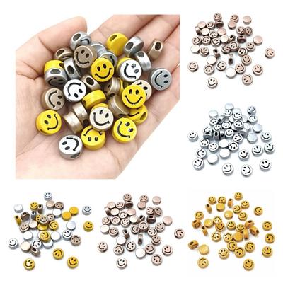 Acrylic Smiley Beads DIY Jewelry Accessories 10pcs Loose Beads Oval Hole Peandants DIY Bracelet Jewelry Making  Beads