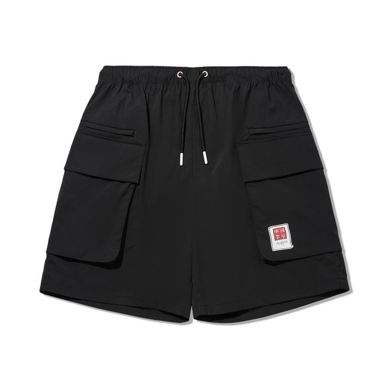 Li Ning Streetwear Embroidered Cargo Casual Shorts Men shorts Black AKSW147-1 S
