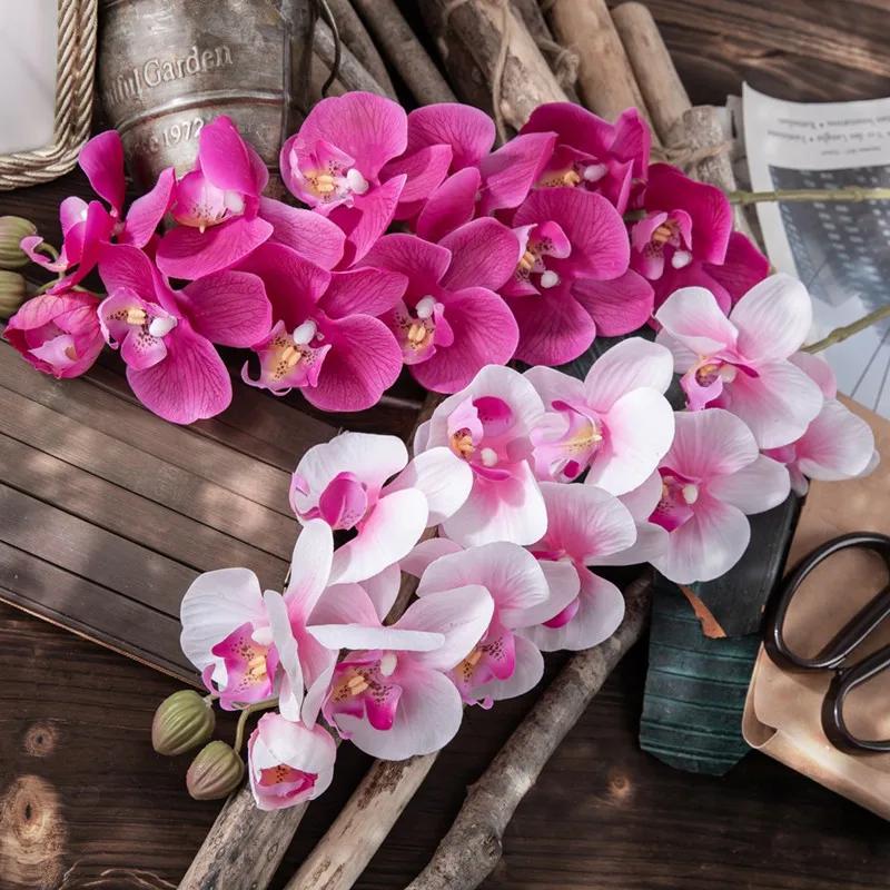 10 Heads 72cm Artificial Flower Phalaenopsis Latex Silicon Real Touch Big Orchid Orchidee Wedding Home Decoration