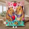 Cute Capybara Love, Gift for Animal Lovers, Soft Blanket, Heart And Floral Pattern, Home Decor, Cozy Multi-Purpose Throw