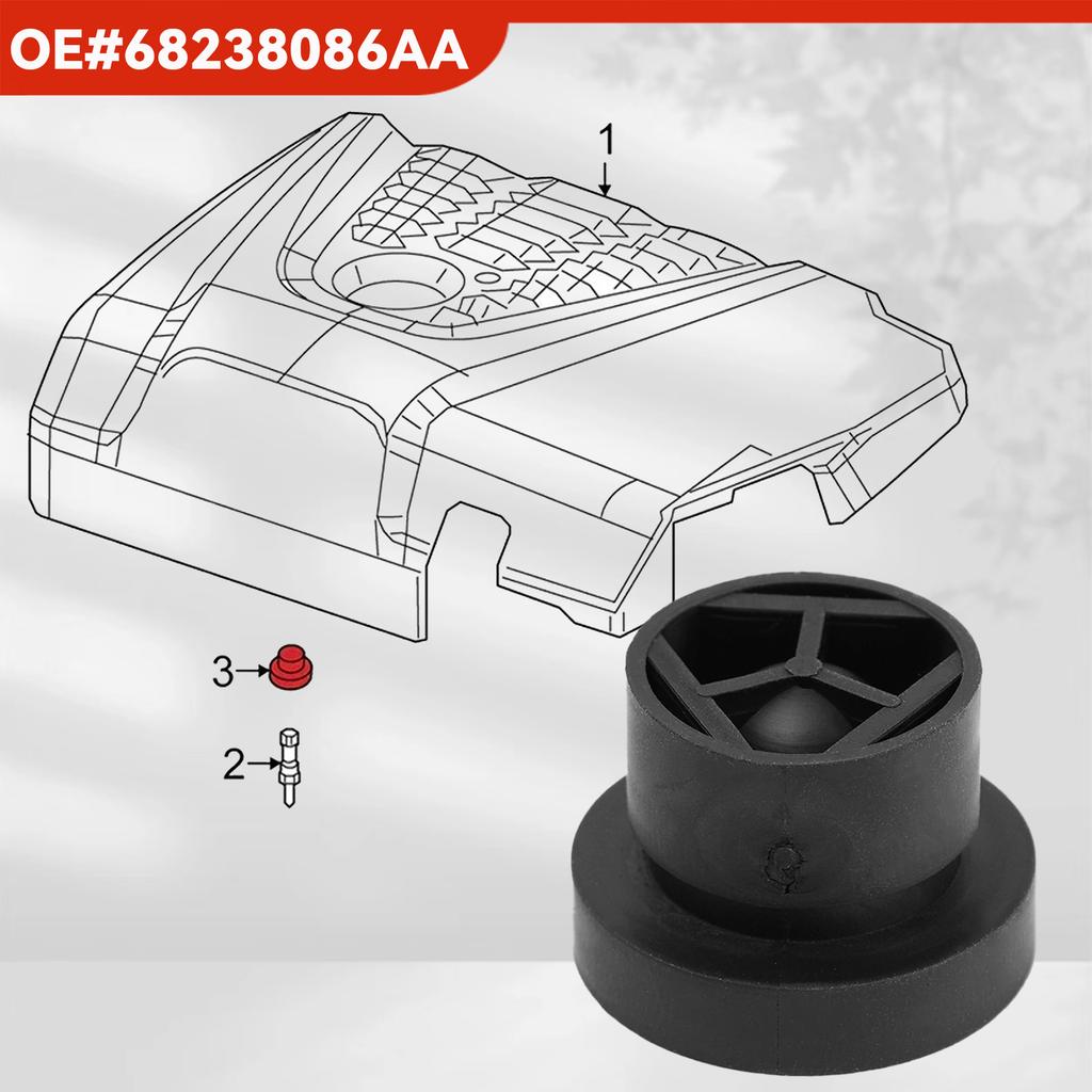 4X Rubber Engine Cover Grommet Buffer Mount Bush Stopper Pad Compatible For Jeep Dodge Chrysler Ram 2014 - 2021 Alfa Romeo Front 68238086AA