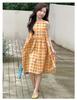 Girls' Summer Plaid Sleeveless Dress: Korean Style Loose Princess Dress for Middle and Older Children