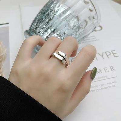 Rhombus Hexagonal Glossy Open Ring Korean Version Fashion Personality Men's and Women's Same Index Finger Ring Gift
