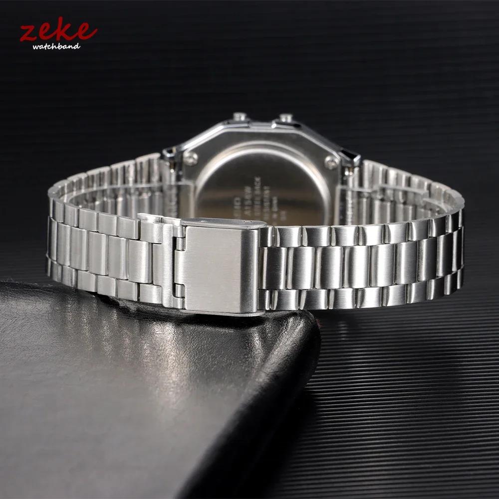 for F-91W Stainless Steel Watchband 18mm Strap for SGW400 F84 F105/108/A158W/168 AE1200/1300 Men's Women's Metal Bracelet Belt