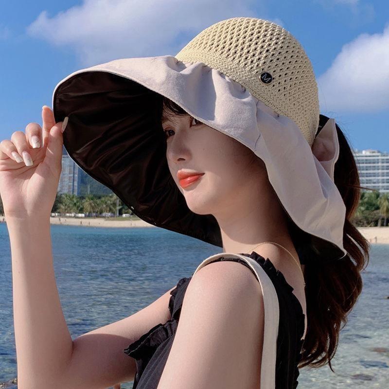 New bucket hat sun hat versatile sun hat big eaves hat bow face covering sun protection hat summer women