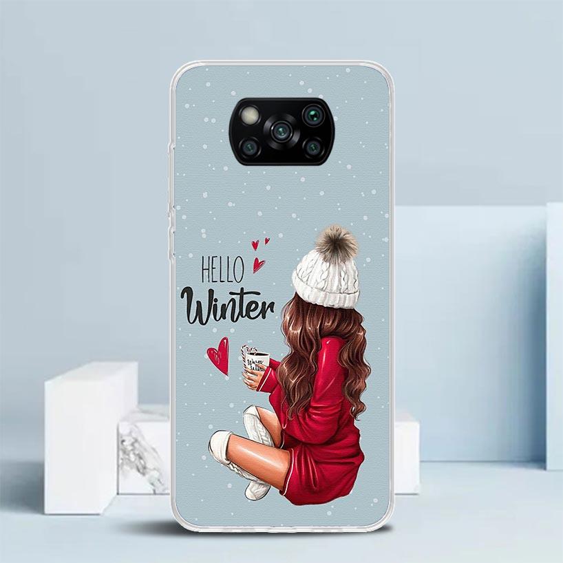 Christmas Art Girls Coffee Phone Case For Xiaomi Poco F7 Ultra X5 X6 X7 Pro M7 Redmi 15C 15 13C 13 12C 12 10C 10 10A 9 9C 9A 9T