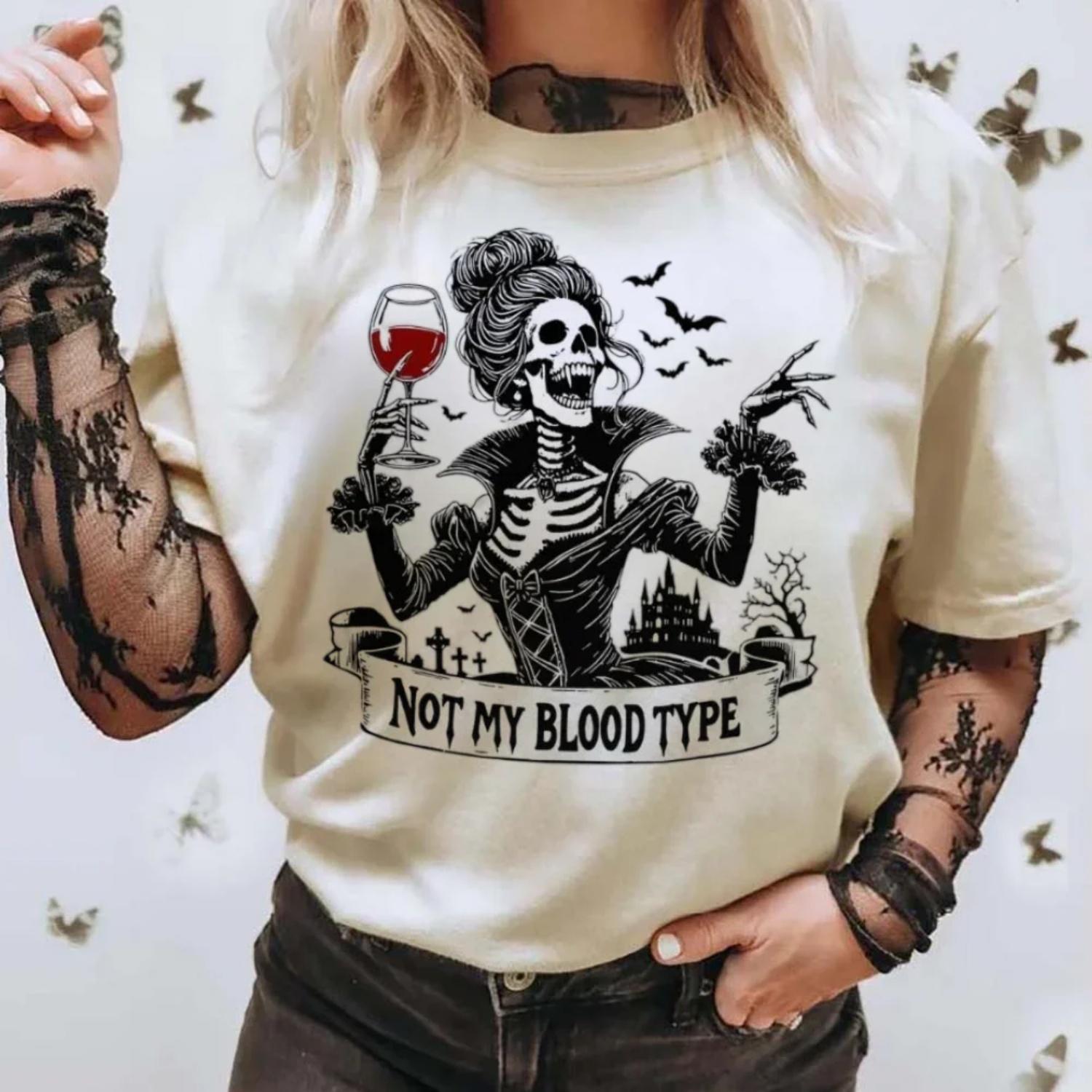 Street Short Sleeved Printed T-Shirt for Women s Casual Retro Trend 90s Skull Girl Printed Pattern Fashionable Women s T-Shirt S