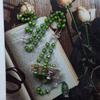 Green Stones Rosary Cross Necklace Christian VirginMary Center Accessories Sweater Chain Church Jewelry Accessories