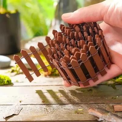 Mini Fence Garden and Bonsai Decoration Fairy Tale Garden Fence Wooden Decoration, DIY Handicraft Project Mini Picket Fence