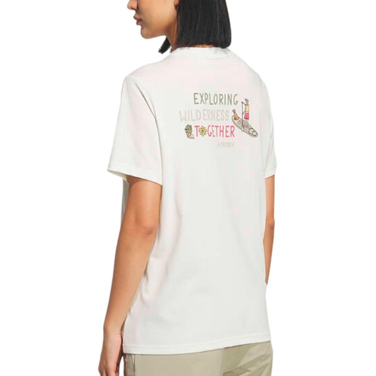 Adidas T Shirts Women's White Crew Neck Moderate KE3715