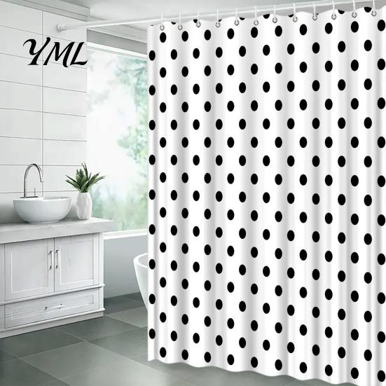Tende da Bagno Stile Moderno Retrò Tenda Doccia a Pois con Ganci, Tenda da Bagno in Tessuto Impermeabile, Tende Facili da Installare per Decorazione Vasca da Bagno di Casa,