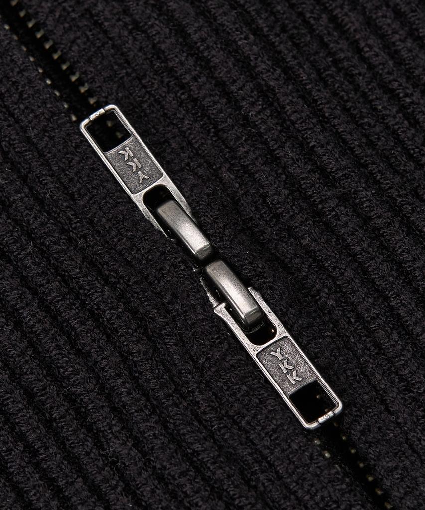 Excontainer Minimal High-Neck Knit Zip-Up (Black)