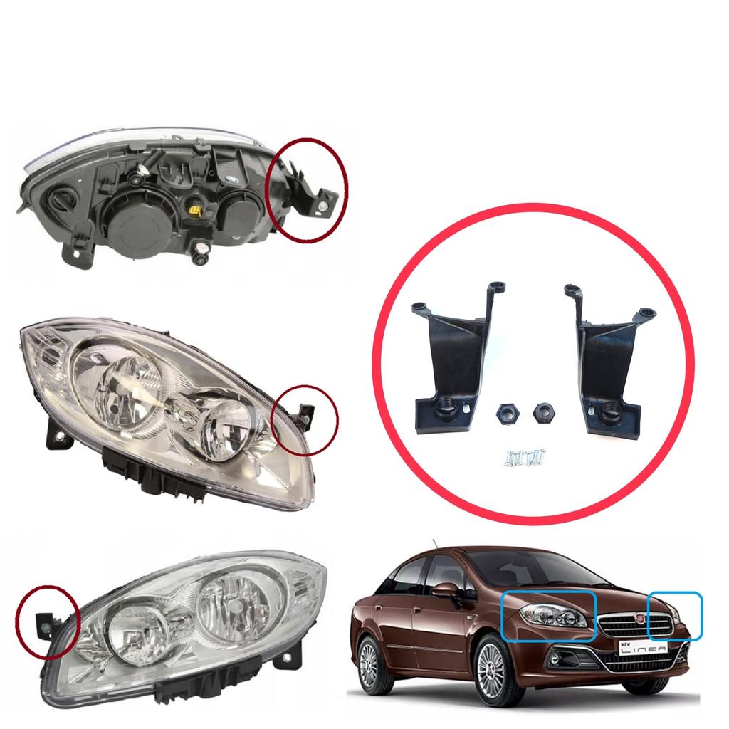 BHL11+BHL12 Headlight Holder Mount Repair Bracket Tab Set Left Side for Fiat Linea 323 110 2007-2018 51785219 51776318