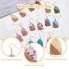8 Pair 8 Color Resin & Wood Dangle Earrings with Iron Pins, Teardrop, Mixed Color, 48x20mm, 1 Pair/color