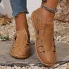 Large Size Summer Handmade Vintage Roman Sandals Soft Sole Mom Shoes Velcro Casual Sports Sandals Foreign Trade