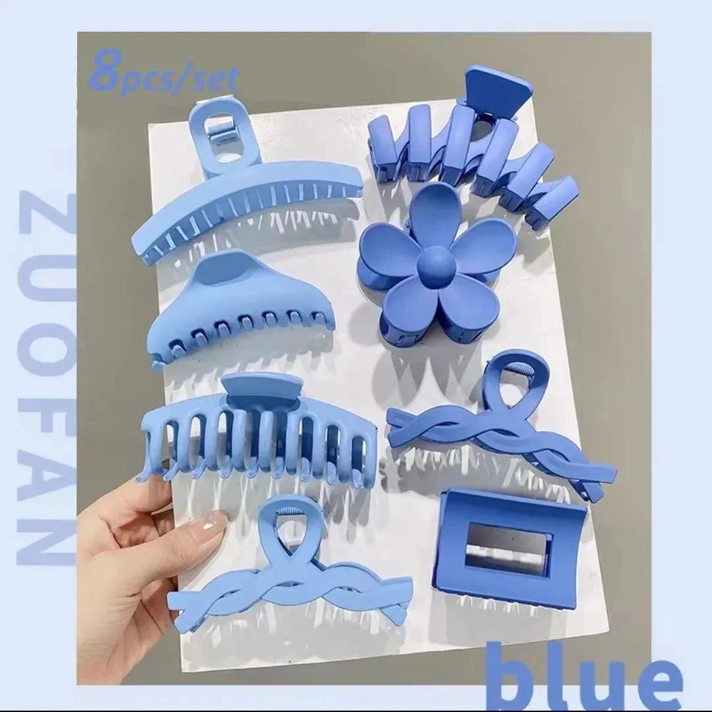 8PCS Headwear Set Fashion Hair Claw Clip for Women Simple Acrylic Large Hair Claw Girls Hairpins Clip Barrette Hair Accessories
