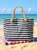 Versatile Stripe Print Beach Suitcase: Large Capacity Casual Handbag & Shoulder Bag