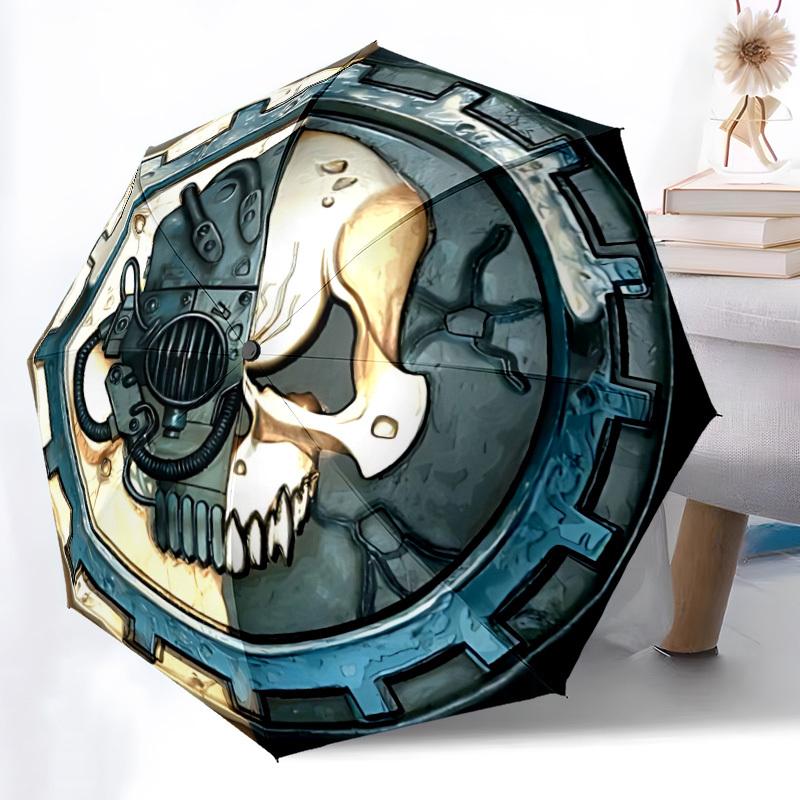 1pc Steampunk Skull Automatic Folding Umbrella Durable Iron Frame,All Seasons Home Travel Outdoor Multifunctional Umbrella yy251115098