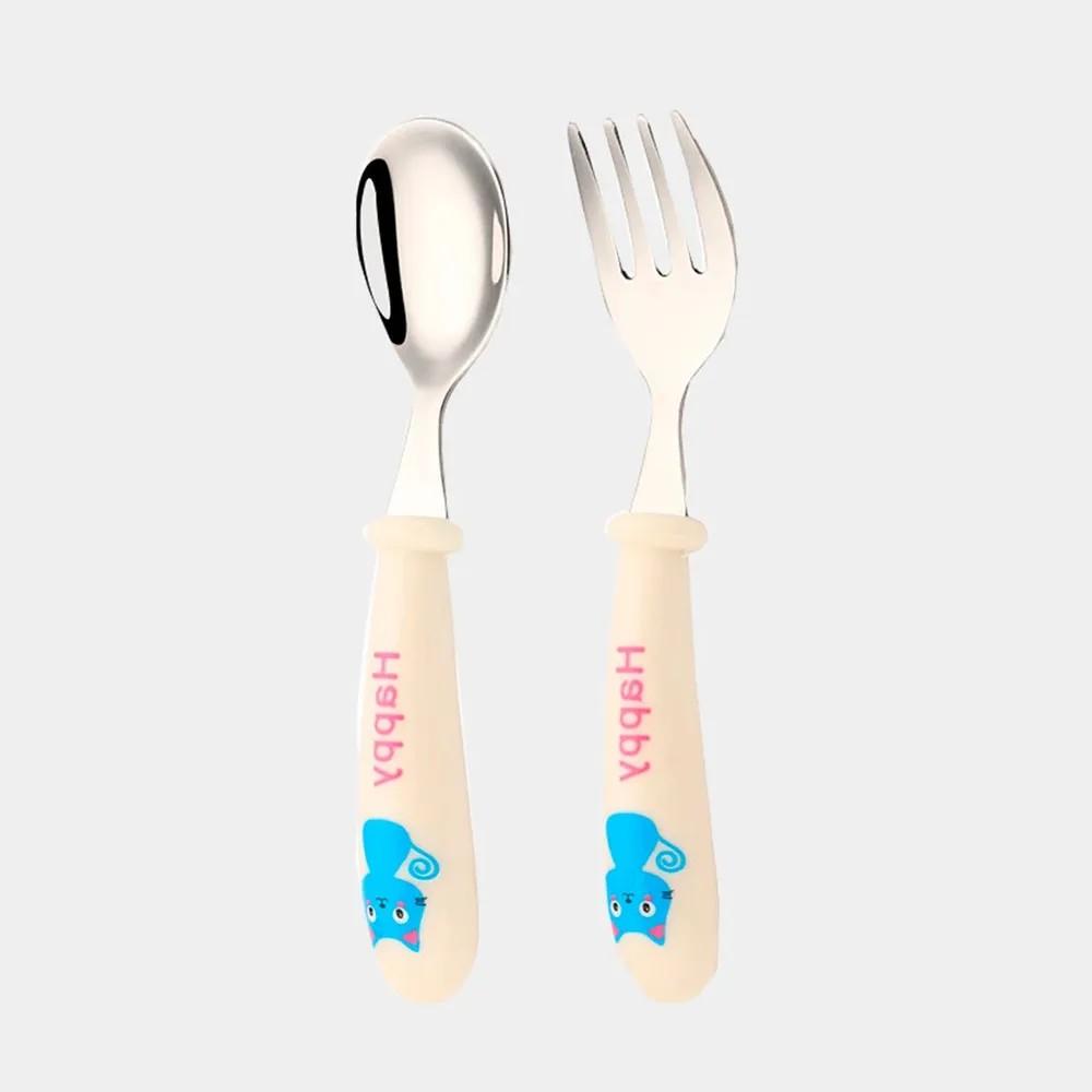 

Детская столовая посуда из нержавеющей стали 304, креативная мультяшная ложка, детская ложка для еды, вилка белый