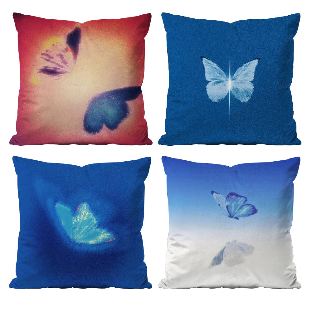 Anime Butterfly Pillow Case Anti-dustmite Pillowcase Invisible zipper silky short plush Sofa cushion cover