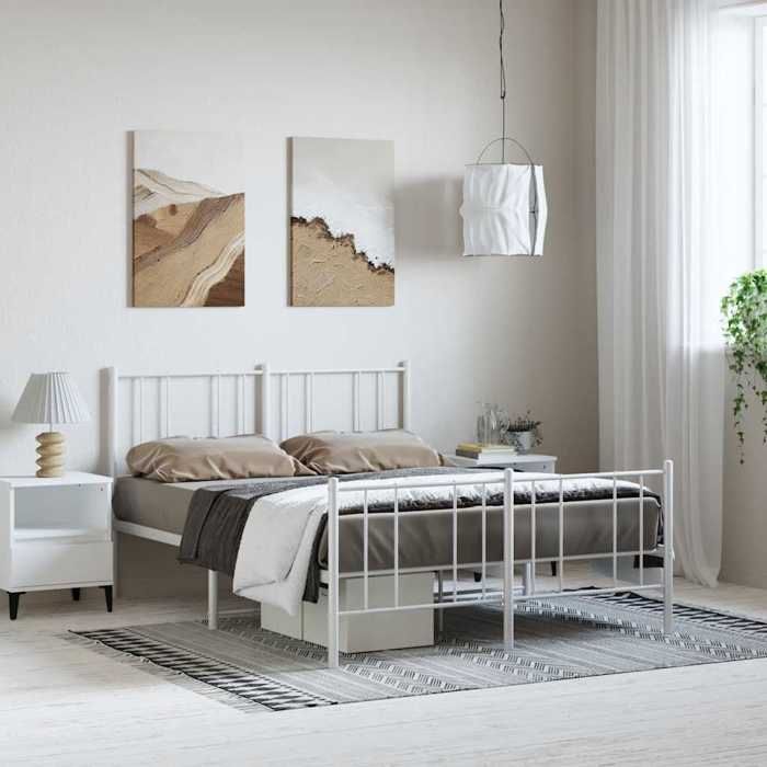 VidaXL Cadre de lit métal avec tête de lit-pied de lit blanc 150x200cm 352549