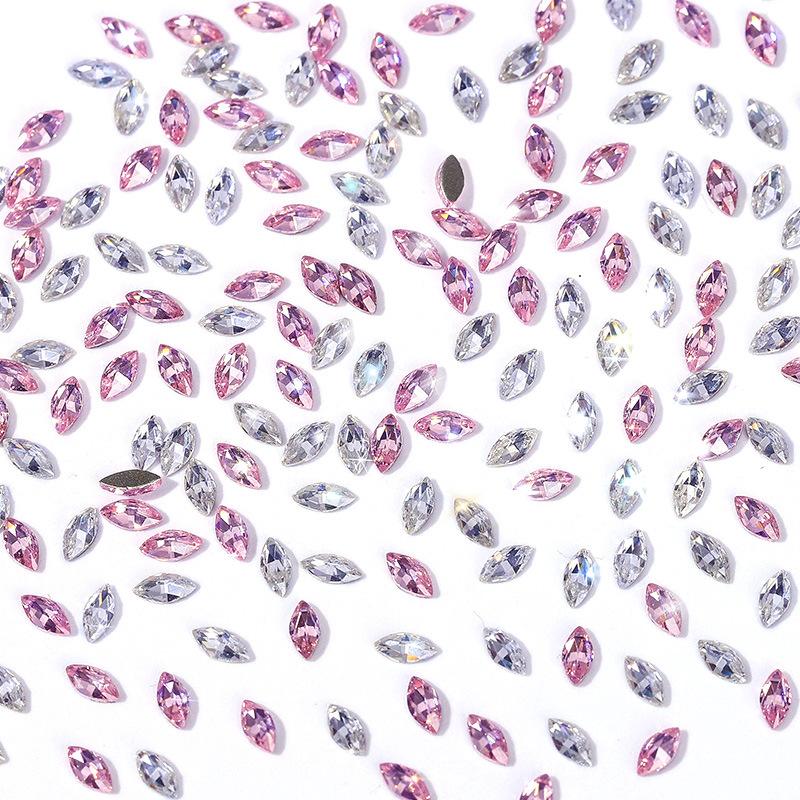 5A Flat Bottom Mini Zircon Nail Art Zircon Diamond 2 * 4 Horse Eye Zircon Flat Bottom Rose Cut Diamond Nail Decorative Diamond