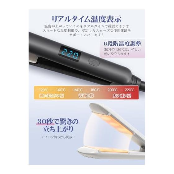 Hair Iron 2way Ion Curl/Straight 25mm Plate 120C to 220C Professional Specification 6 Temperature Adjustable Suitable for Various Hair Types Rise