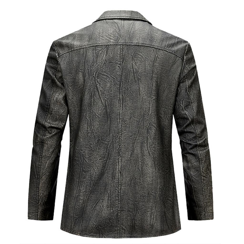Men's Large Lapel Casual Suit Slim Fit Jacket Men's PU Leather Jacket Suit