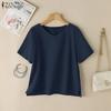 ZANZEA Women Casual V-Neck Summer Short Sleeve Cotton T-Shirts