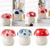 Aesthetic Cartoon Mushroom Pencil Holder Girly Multifunction Makeup Brush Storage Ceramic Cute Pen Container Pot Girl