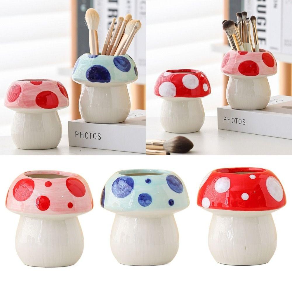 Cartoon Mushroom Pencil Holder Girly Pen Container Pot Stationery Brush Storage Bucket  Girl