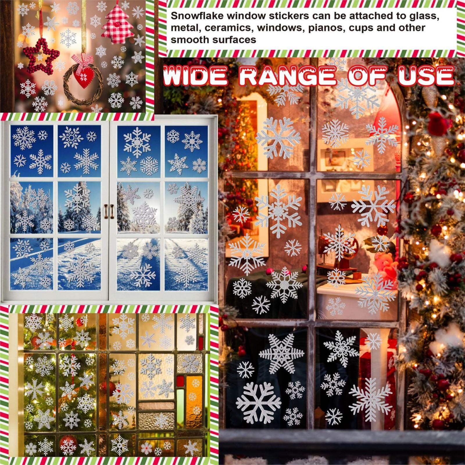 

6 Glass Window Window Stickers Snowflake Glitter Christmas Decoration Window Stickers Static Christmas Window Stickers One Size