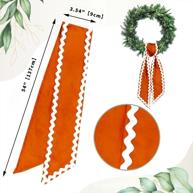 Entryway Wreath Ribbon Tie, Polyester Holiday Accent for Fall Gatherings, Thanksgiving Display and Classroom Use