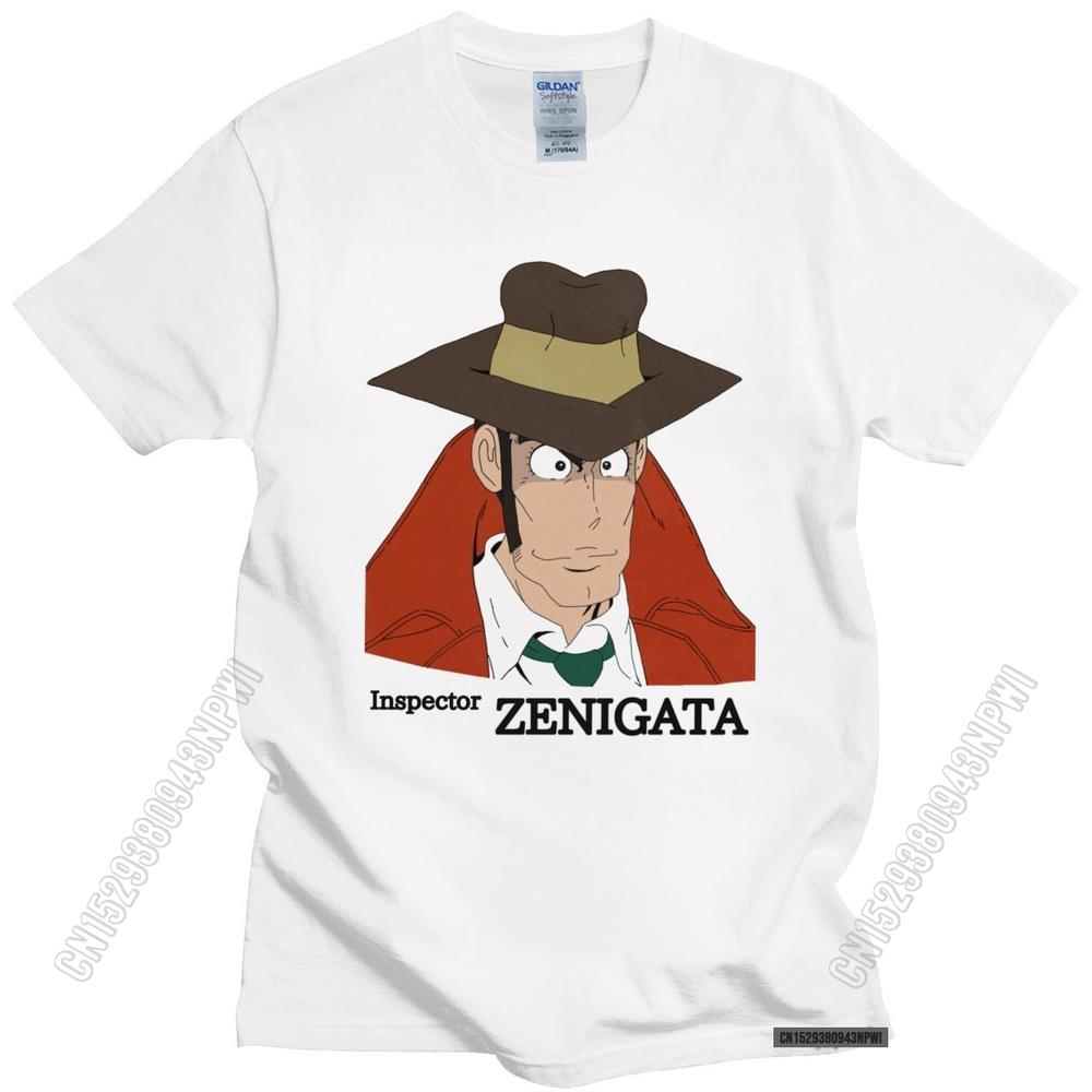 Lustiges Lupin The Third T-Shirt für Herren Rundhals Koichi Zenigata Grafik T-Shirt Vorgeschrumpfte Baumwolle Normale Passform T-Shirt Merchandise
