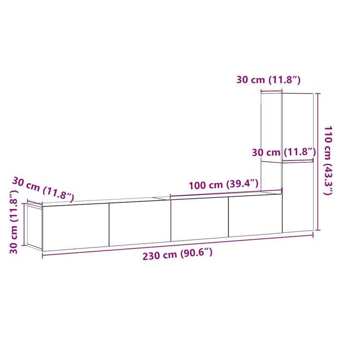 VidaXL Wall-mounted TV Furniture 3 Pcs Old Wood Engineered Wood, TV Bench, Hifi Cabinet, Entertainment Center, TV Buffet, 3328983