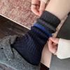Thickened Autumn and Winter Retro Wool Socks for Women's Fashion, Color-blocked Mink Fleece Warm Mid-calf Socks