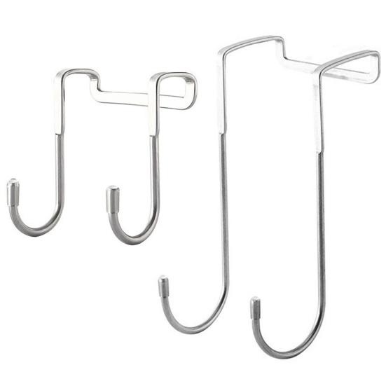 Over Cabinet Metal Double Hook for Closet Door Hook Heavy Duty Kitchen Cabinet Wardrobe Bathroom Dorm