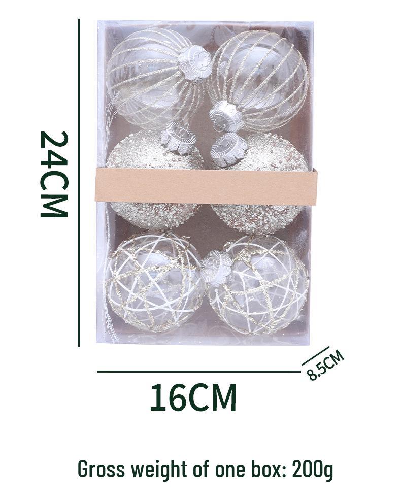 8CM Transparent Christmas Ball Set - New Style Christmas Tree Ornaments & Scene Decorations